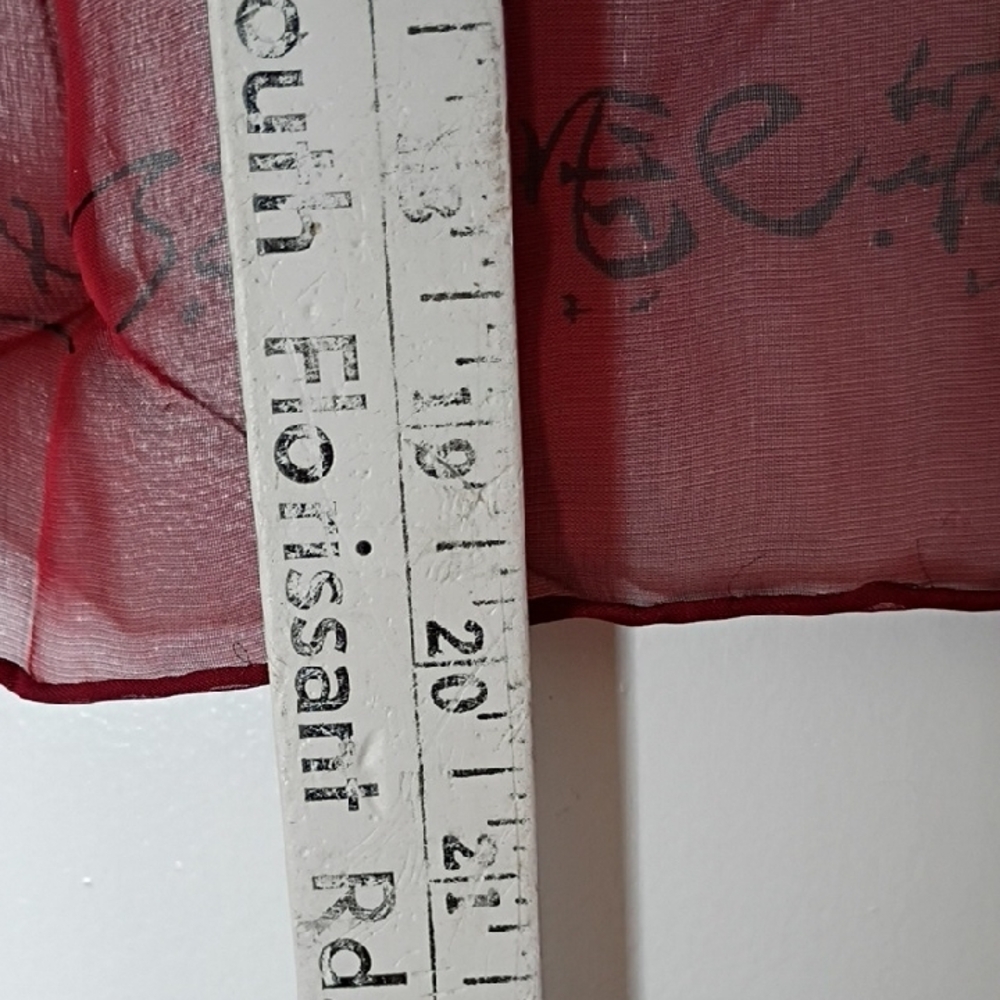 Red Scarf with Asian Print - Picture 4 of 9